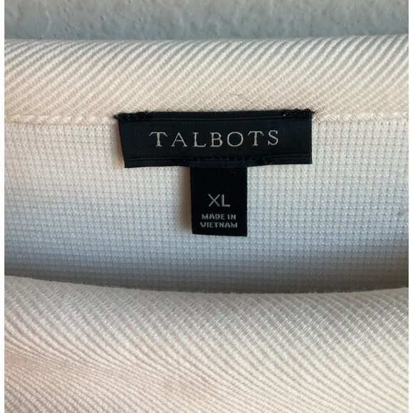 Talbots Women’s Sz.XL Ribbed Portrait Collar Top Blouse Cream cotton Blend - Picture 2 of 10